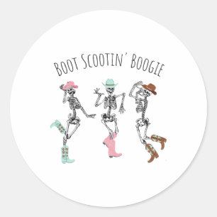 Boot Scootin Boogie Skeletons Tancing Western Hall Runder Aufkleber