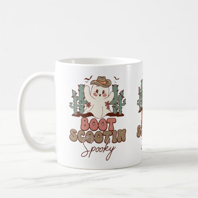 Boot Scootin Spooky Kaffee Cup, Kaktus und Geist Kaffeetasse (Links)