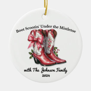 Boot Scootin' Under the Mistletoe Keramik Ornament