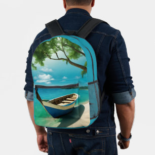 Boot Tropical Sandy Beach Blue Sea Sky Rucksack