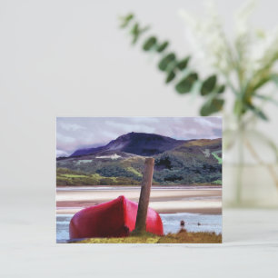 BOOT- UND BERGLANDSCHAFT POSTKARTE
