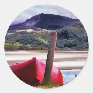 BOOT- UND BERGLANDSCHAFT RUNDER AUFKLEBER