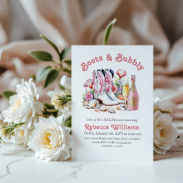 Boot und Bubbly Cowgirl Pink Brautparty Einladung