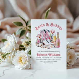 Boot und Bubbly Cowgirl Pink Brautparty Einladung