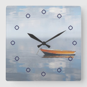 Boot und reflektierte FriedensFoto-Wand-Uhr Quadratische Wanduhr