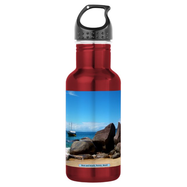 Boot und Strand, Paraty, Brasilien Trinkflasche (Vorderseite)