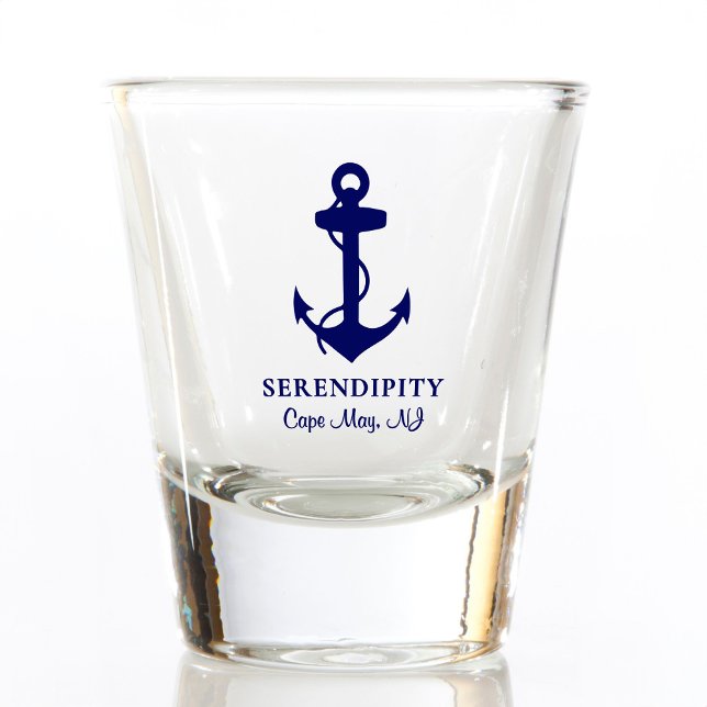 Bootanchor Monogram Nautical Navy Blue Schnapsglas (Von Creator hochgeladen)
