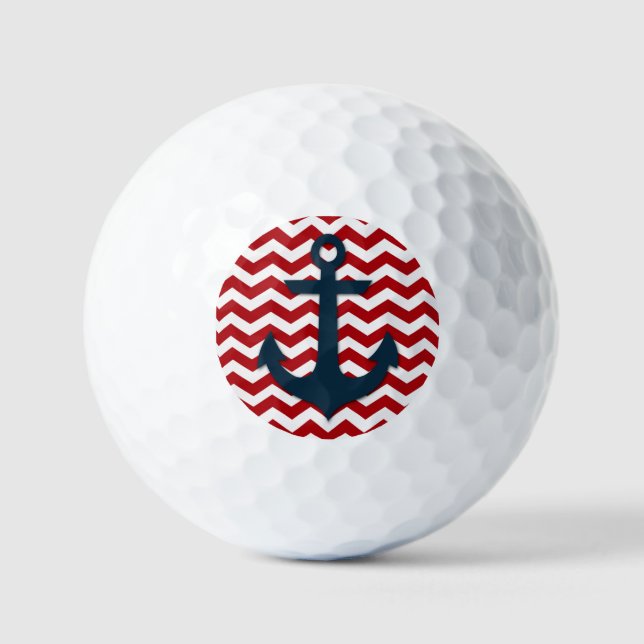 Bootanchor Red White Blue Nautical Golf Balls Golfball (Vorderseite)