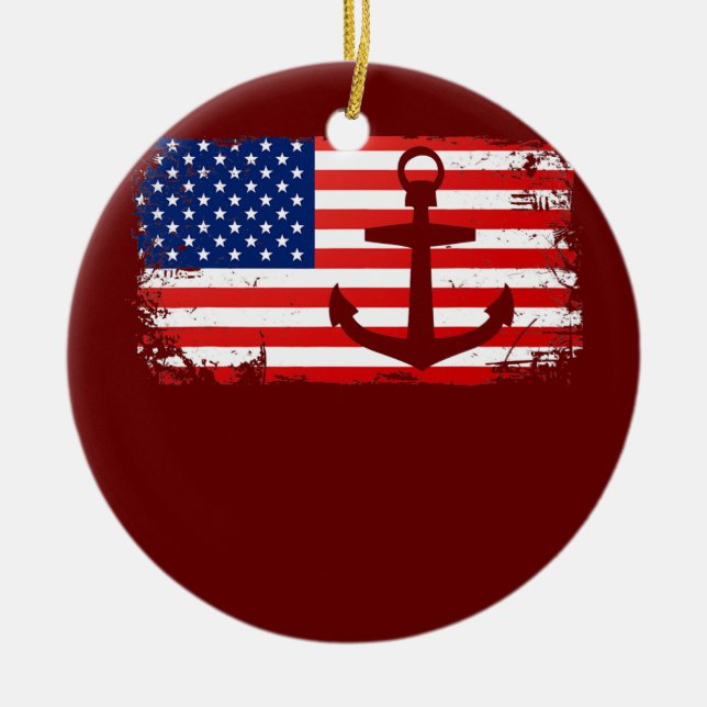 Bootanchor USA Flag Lover Keramik Ornament (Vorne)