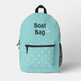 Bootbeutel Aqua and White mit Anker Bedruckter Rucksack