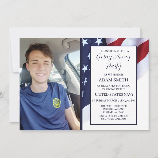 Bootcamp der US-Marine geht weg von der Party Einl Einladung (Vorderseite)