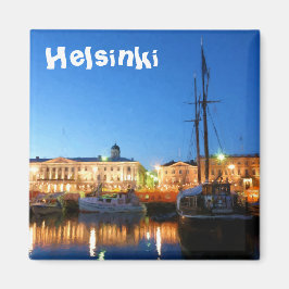 Boote am Helsinki Market Square im Abend Magnet