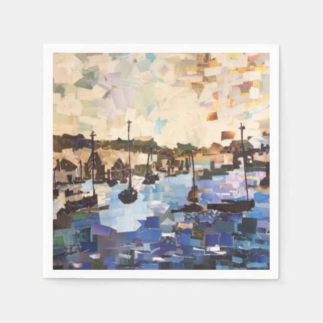 Boote am See Erie, Ohio Collage Paper Napkins Serviette (Vorderseite)