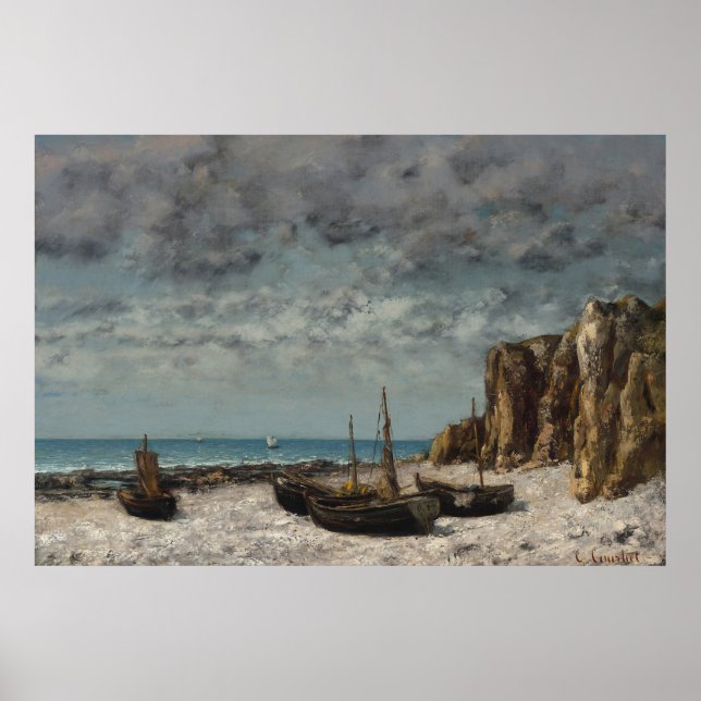 Boote am Strand, Étretat - Gustave Courbet Poster (Vorne)