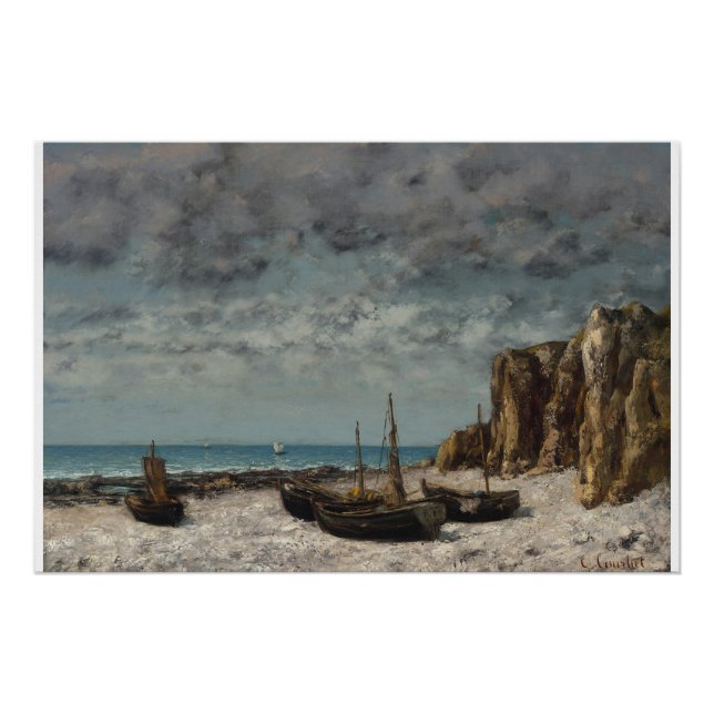 Boote am Strand, Étretat - Gustave Courbet Poster (Vorderseite)