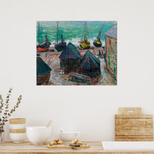 Boote am Strand von Étretat Claude Monet Poster