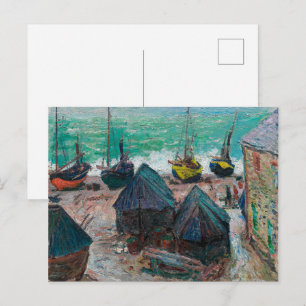 Boote am Strand von Étretat Claude Monet Postkarte