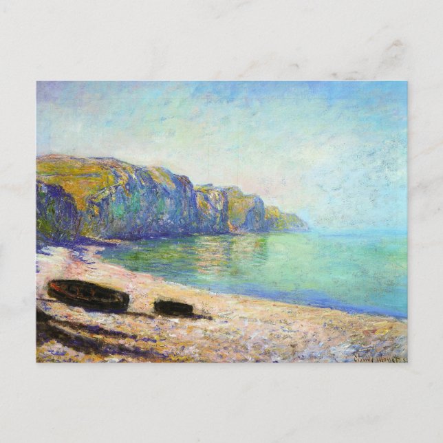 Boote am Strand von Pourville, Low-Tide-Monet Postkarte (Vorderseite)
