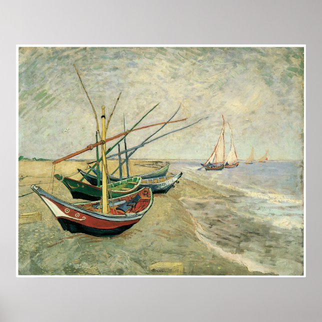 Boote am Strand von Saintes-Maries, 1888 Poster (Vorne)