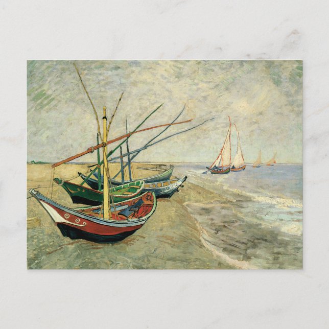 Boote am Strand von Saintes-Maries Postkarte (Vorderseite)