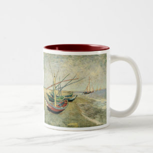 Boote am Strand von Saintes-Maries Zweifarbige Tasse