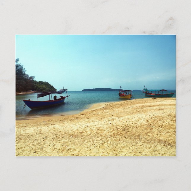 Boote am Tropical Island Beach, Kambodscha Postkarte (Vorderseite)