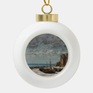 Boote an einem Strand, Étretat – Gustave Courbet Keramik Kugel-Ornament