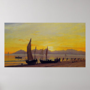 Boote Ashore bei Sunset, Albert Bierstadt Poster