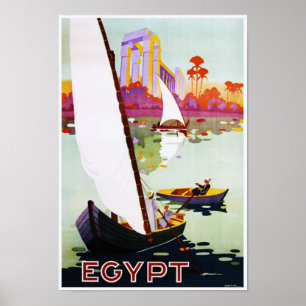 Boote auf dem Nil Egypt Vintage Travel Poster