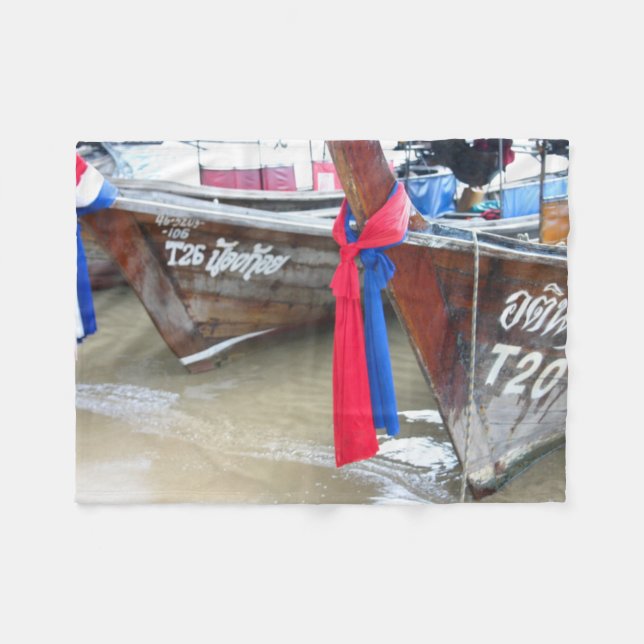 Boote auf den Phi-Phi-Inseln des Strand-|, Fleecedecke (Vorderseite (Horizontal))