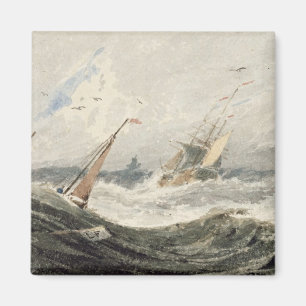 Boote auf einem Sturmmeer (w/c über Grafit auf dem Magnet