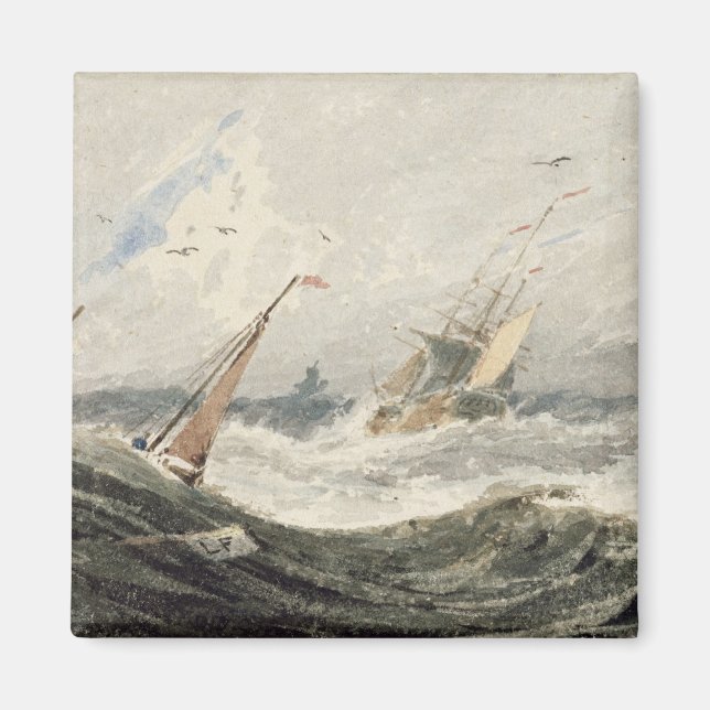 Boote auf einem Sturmmeer (w/c über Grafit auf dem Magnet (Vorne)