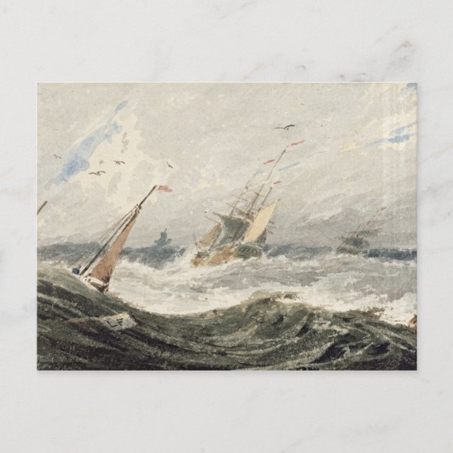 Boote auf einem Sturmmeer (w/c über Grafit auf dem Postkarte (Vorderseite)