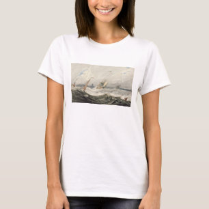 Boote auf einem Sturmmeer (w/c über Grafit auf dem T-Shirt