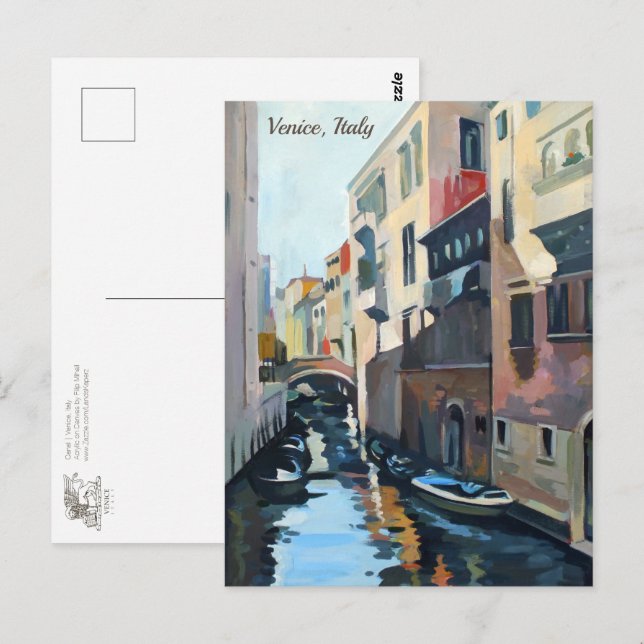 Boote auf einem Venezianischen Kanal | Venedig, It Postkarte (Vorne/Hinten)