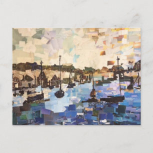 Boote auf Lake Erie Paper Collage Postcard Postkarte