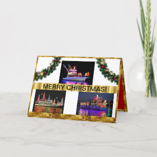 Boote auf Weihnachtskarten Feiertagskarte