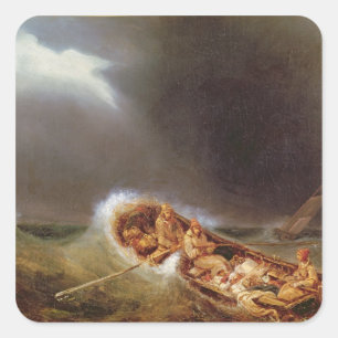 Boote aus Dieppe, die aus dem Fischfang zurückkehr Quadratischer Aufkleber