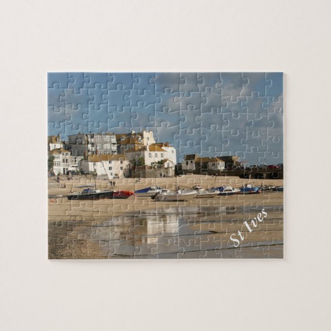 Boote bei Ebbe, St. Ives Hafen Puzzle (Horizontal)
