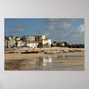 Boote bei Ebbe, St Ives Harbour Poster