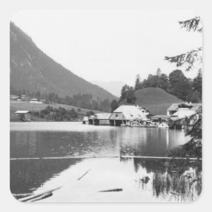 Boote bei Konigssee, c.1910 Quadratischer Aufkleber