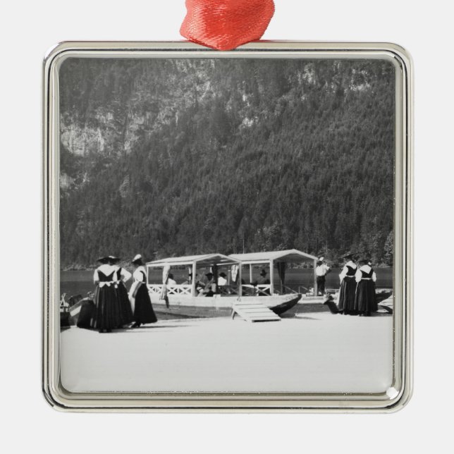 Boote bei Konigssee, c.1910 Silbernes Ornament (Vorne)