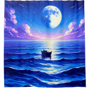 Boote bei Nacht Duschvorhang