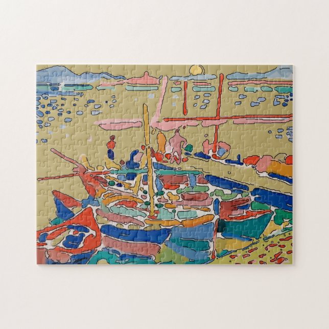 Boote bei Sonnenuntergang, Fauvismus Puzzle (Horizontal)