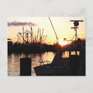 Boote bei Sonnenuntergang Postkarte