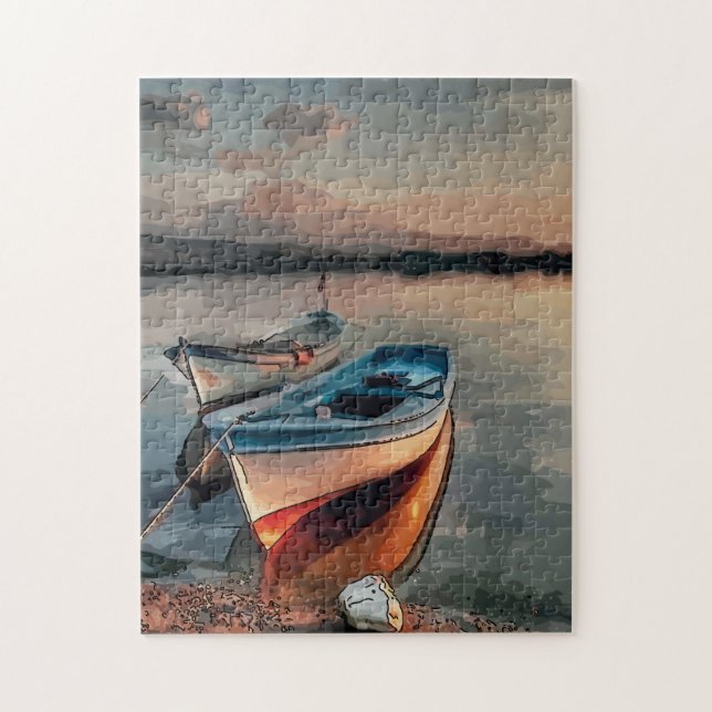 Boote bei Sonnenuntergang Puzzle (Vertikal)