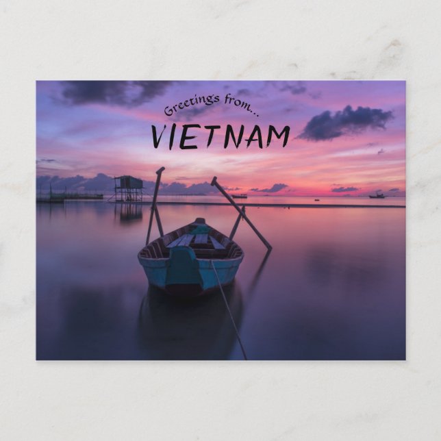 Boote bei Sunrise Phu Quoc Vietnam Postkarte (Vorderseite)