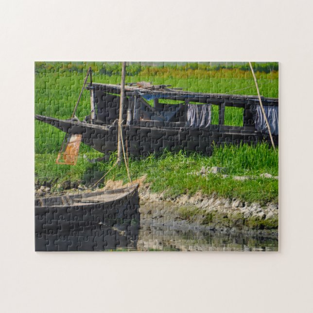 Boote des Bangladesch River. Puzzle (Horizontal)