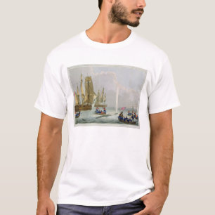 Boote, die einem Wal, graviert durch T-Shirt