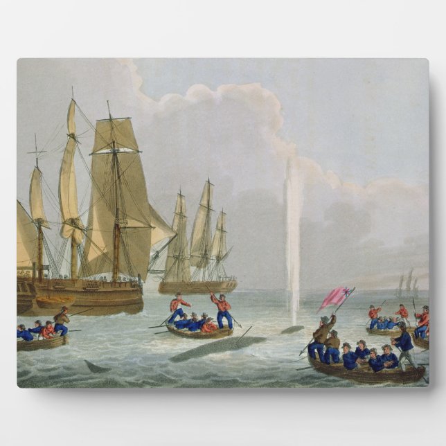 Boote, die sich einem Wal nähern, graviert von Mat Fotoplatte (Vorderseite)